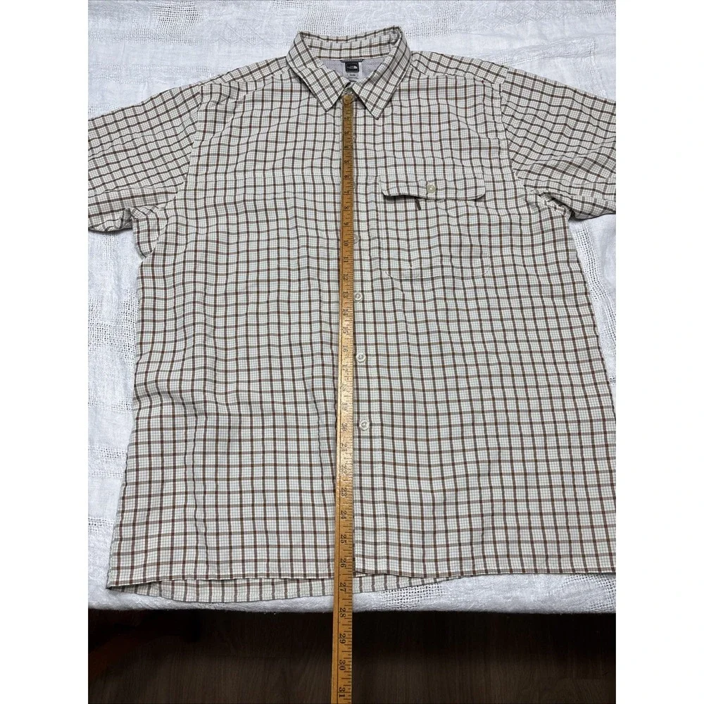 Men's The North Face‎ Brown Check Modal Hiking Button Up Shirt Size XL